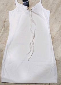 White Ribbed Mini Dress