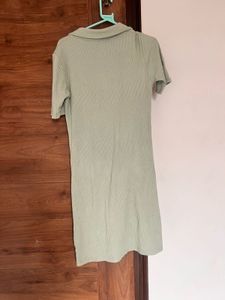 Sage Green Ruched Shirt Dress