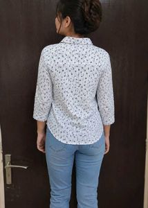 Chic White Floral Print Shirt