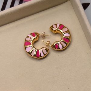 Chic Pink & Gold Hoop Earrings