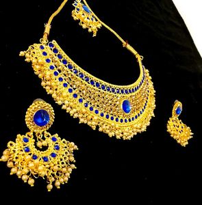 Royal Blue &amp; Gold Kundan Necklace Set