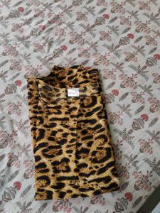 Leopard Print Cold Shoulder Top