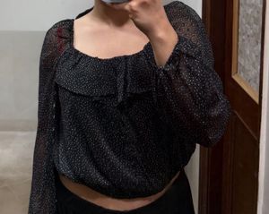 Chic Polka Dot Sheer Top