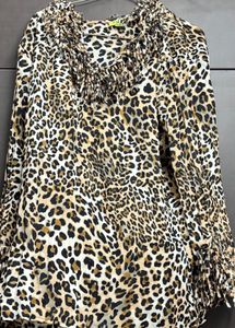 Stylish Leopard Print Fringed Top