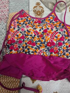 Pink And blue dhoti set