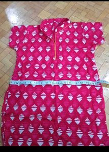 Vibrant Pink Kurti with Geometric Print