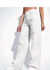 white High Waisted Wide Leg Jeans