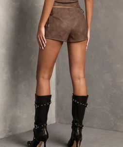 Lace-Up Faux Suede Shorts
