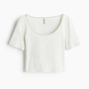 H&amp;M Cropped Short Sleeve Top