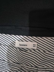Black Top and Striped Skirt Dress