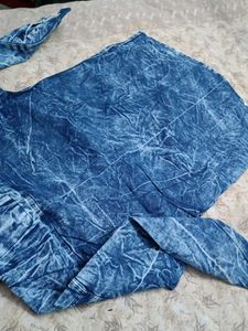 Denim Shirt with Graphic Prints