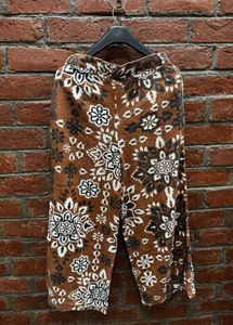 Brown Floral Print Palazzo Pants