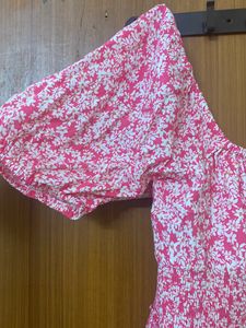 Floral Pink And White Crop Top Deep Neck And Back