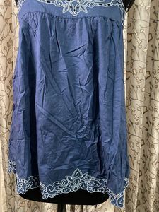 Blue Blouse with White Embroidery