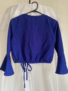 River Island Blue Wrap Top