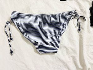 Striped Bikini Bottom with Ties