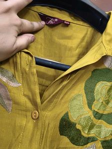 Yellow Embroidered Tunic Top with pant