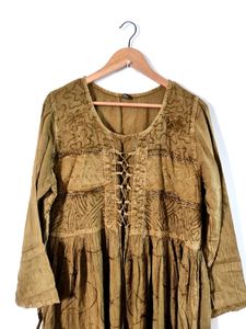 Boho Lace-Up Maxi Dress