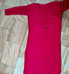 Women Pink Solid Straight Kurta