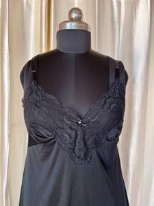 Black Lace Trim Slip Dress
