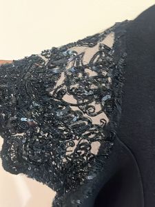 Elegant Black Lace Sleeve Maxi Dress