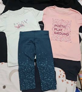 1 Girls T-shirt &amp; 3/4 Legging Set