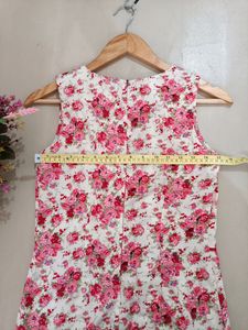 Pink Floral Midi Dress For Women