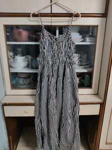 Black &amp; White Gingham Midi Dress