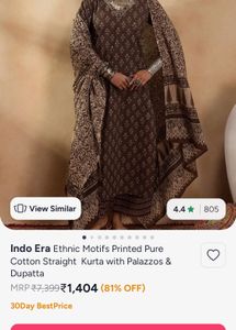 Indo Era cotton brown kurta set