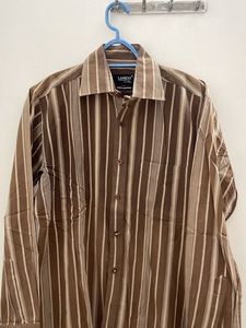 !Coffee Brown Striped Pure Cotton Shirt