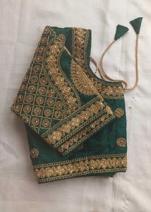 Bridal Blouse, Embroidered Green Blouse, Festive,