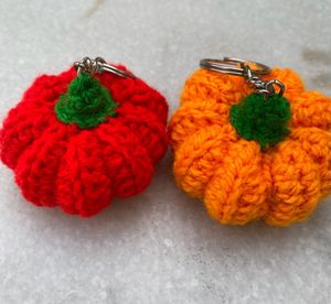 Handmade Crochet Pumpkin Keychains