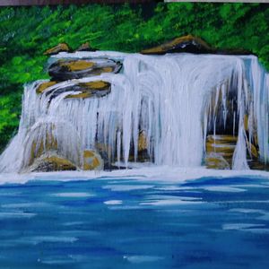 waterfall landscape painting