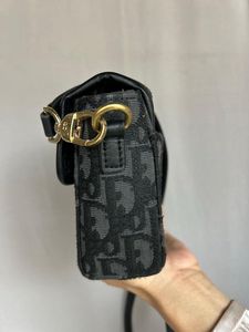 Christian Dior Black Leather Canvas Montaigne