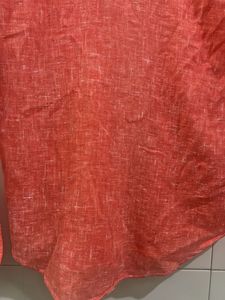 Coral Linen Blend Button-Up Shirt