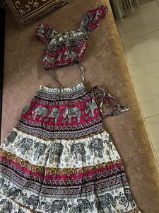 Pink Skirt & Crop Top Set