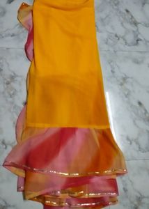 Saree For Haldi And Mehandi Function With Belt
