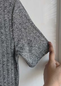Grey Ribbed Fit &amp; Flare Dress