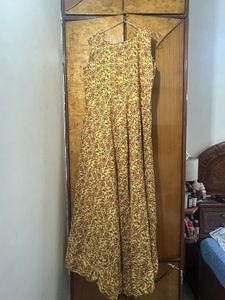 Embroidered Blue Jacket with Yellow Kurta