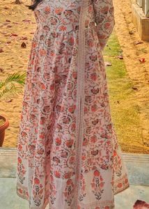 Stylish Floral Print Anarkali Kurta set