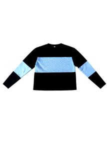 Vintage Color Block Long Sleeve Tee ( Crop Top)