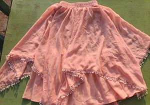 Kids Peach Off-Shoulder Dress with Bell Sleeves