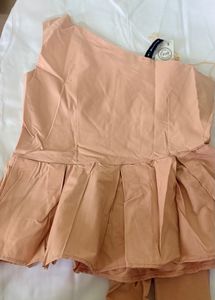 Chic One-Shoulder Peach Dress