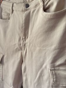 off white color cargo denim