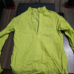 Lime Green Cotton Kurta Shirt