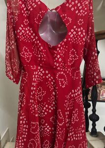 Red Bandhani Print Kurta