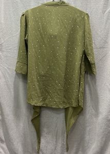 Olive Green Smocked Top with Overlay