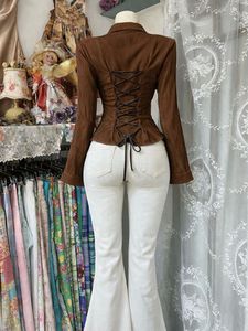 Brown Corset Back shirt