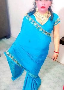Elegant Blue Saree with Embellishments