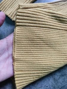 Mustard Yellow V-Neck Ribbed Top